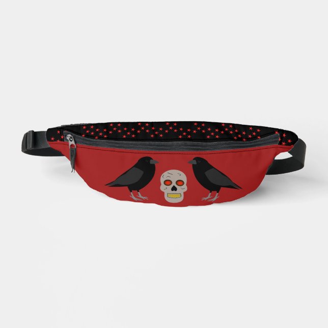 Gothic Skull and Guardian Ravens Halloween Bum Bags (Front)