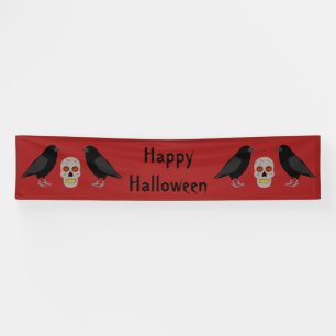 Gothic Skull and Guardian Ravens Halloween Custom Banner