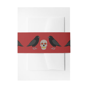 Gothic Skull and Guardian Ravens Halloween Invitation Belly Band