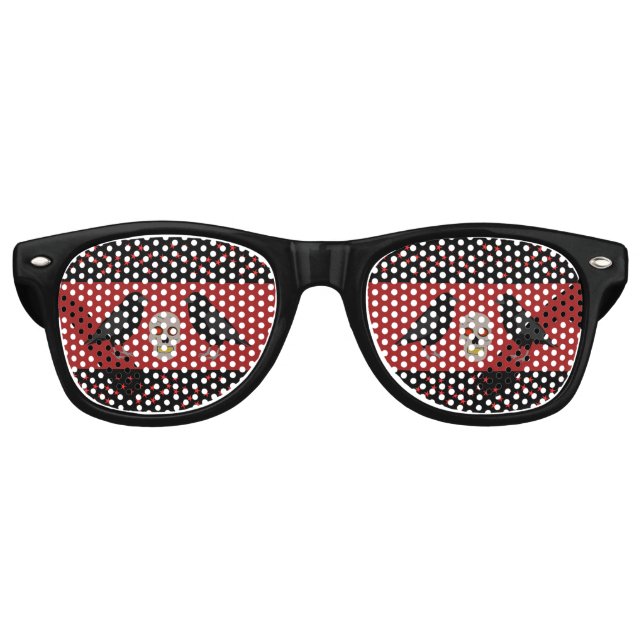 Gothic Skull and Guardian Ravens Halloween Retro Sunglasses (Front)