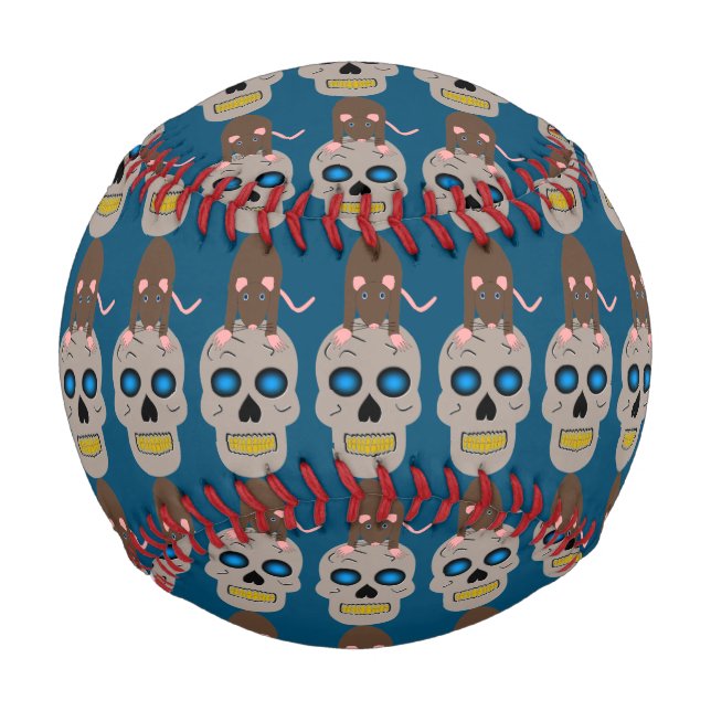 Gothic Skull and Rat Halloween Baseball (Back)