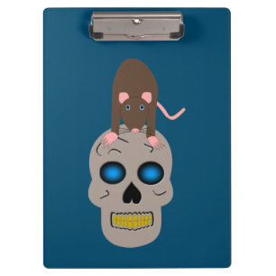 Gothic Skull and Rat Halloween Clipboard