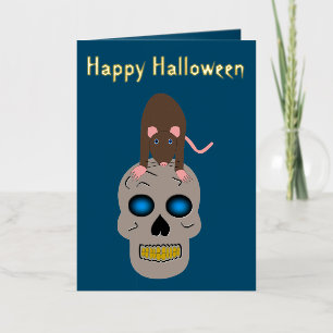 Gothic Skull and Rat Halloween Custom Foil Greeting Card