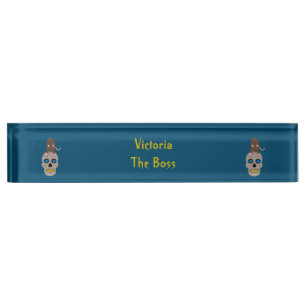 Gothic Skull and Rat Halloween Custom Nameplate