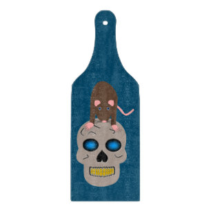 Gothic Skull and Rat Halloween Cutting Board