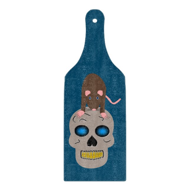 Gothic Skull and Rat Halloween Cutting Board (Front)