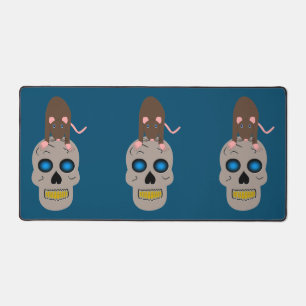 Gothic Skull and Rat Halloween Desk Mat