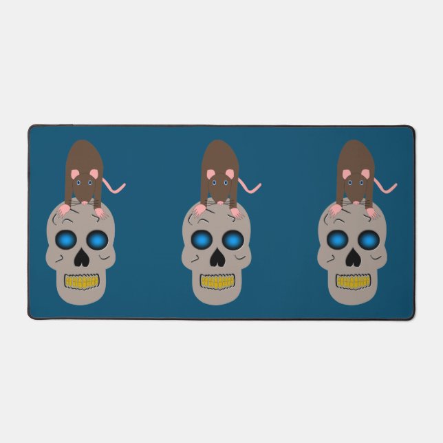 Gothic Skull and Rat Halloween Desk Mat (Front)
