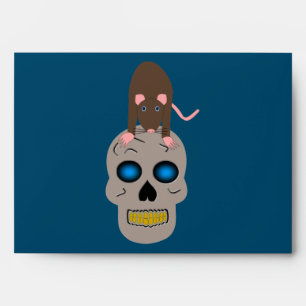 Gothic Skull and Rat Halloween Envelope