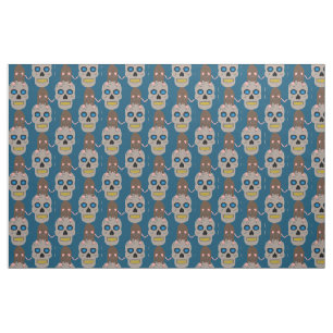 Gothic Skull and Rat Halloween Fabric