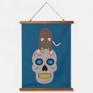 Gothic Skull and Rat Halloween Hanging Tapestry