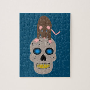 Gothic Skull and Rat Halloween Jigsaw Puzzle