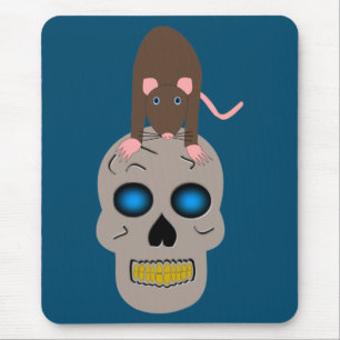 Gothic Skull and Rat Halloween Mouse Pad