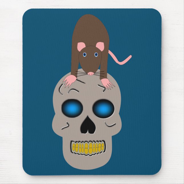 Gothic Skull and Rat Halloween Mouse Pad (Front)