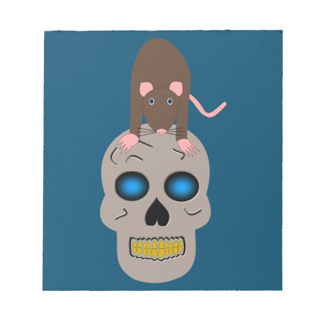 Gothic Skull and Rat Halloween Notepad (Front)