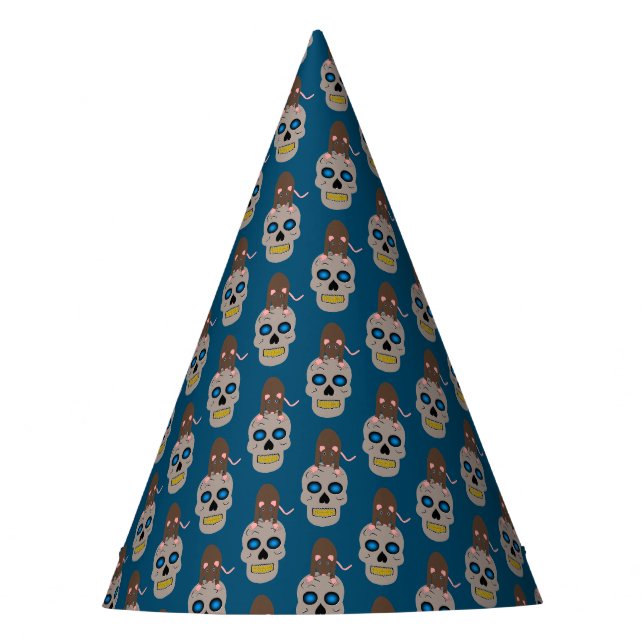 Gothic Skull and Rat Halloween Party Hat (Front)