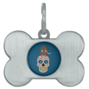 Gothic Skull and Rat Halloween Pet ID Tag