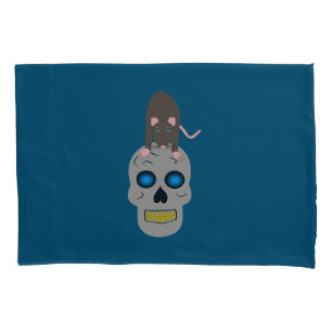 Gothic Skull and Rat Halloween Pillowcase