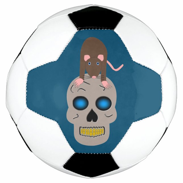 Gothic Skull and Rat Halloween Soccer Ball (Front)