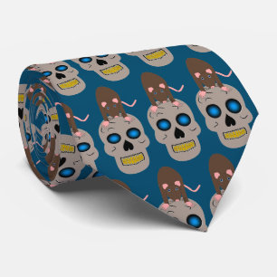 Gothic Skull and Rat Halloween Tie