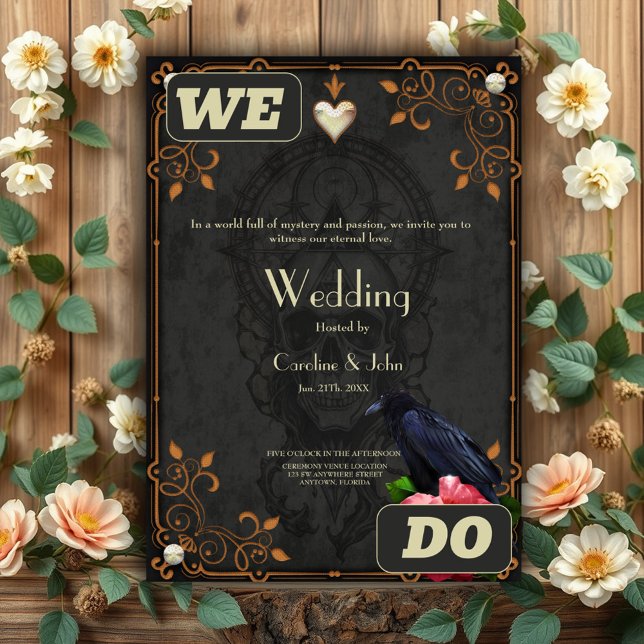 Gothic Skull and Raven.  Invitation (Creator Uploaded)