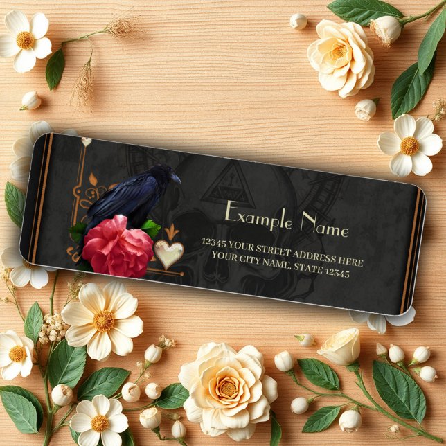 Gothic Skull and Raven.  Return Address Label (Creator Uploaded)