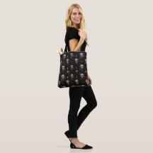 Gothic Skull and Red Rose Tote Bag