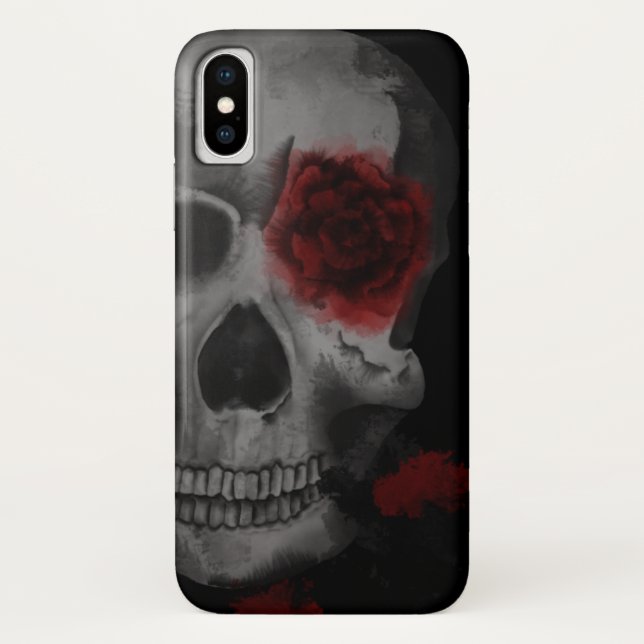 Gothic Skull and Red Roses vibrant Case-Mate iPhone Case (Back)
