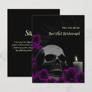 Gothic Skull and Roses Bridesmaid Proposal Card