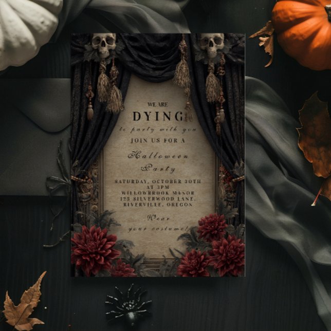 Gothic Skull and Roses Halloween Party Invitation (Creator Uploaded)