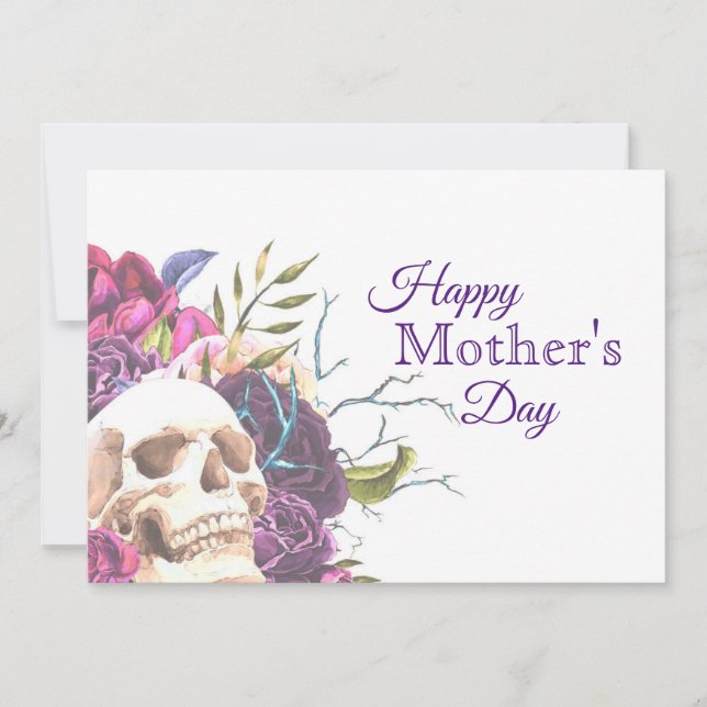 Gothic Skull and Roses Mother's Day Card (Front)