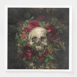 Gothic Skull And Roses Napkin