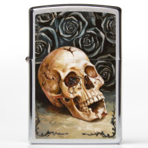 Gothic Skull and Roses Zippo Lighter