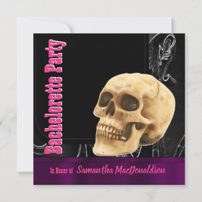 Gothic skull bachelorette party invitation (Front)