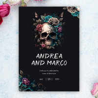 Gothic Skull Black and Purple Rock and Roll Weddin