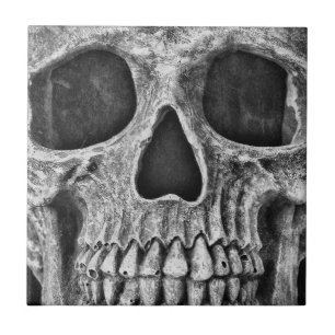 Gothic Skull Black And White Grunge Cool Ceramic Tile