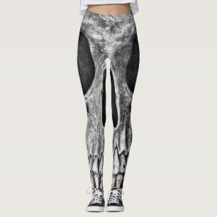 Gothic Skull Black And White Grunge Cool Leggings