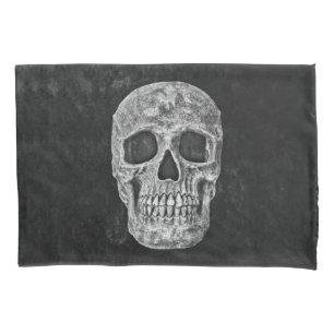 Gothic Skull Black And White Grunge Cool Pillowcase
