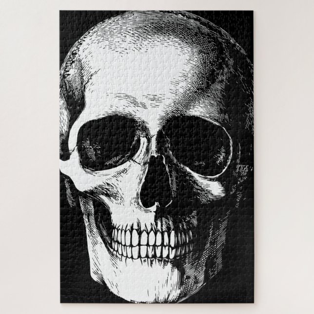 Gothic Skull Black Halloween Spooky Jigsaw Puzzle (Vertical)