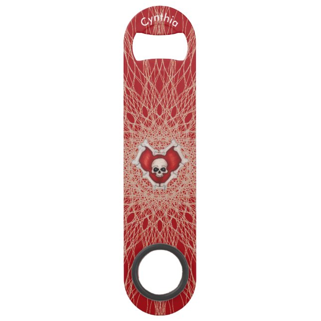Gothic Skull Bones Red Heart Spooky Spiral Lines (Front)