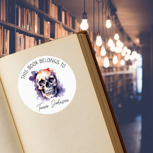 Gothic Skull Bookplate Stickers   This Book Belong
