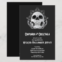 Gothic Skull Budget Halloween Invitations