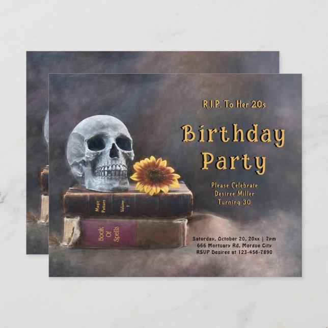 Gothic Skull Budget Sunflower RIP To Her 20s (Front/Back)