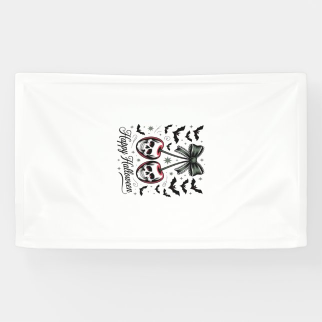 Gothic Skull Cherry Halloween Banner (Horizontal)