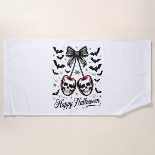 Gothic Skull Cherry Halloween Beach Towel