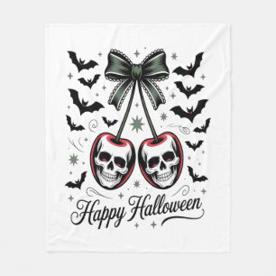 Gothic Skull Cherry Halloween Fleece Blanket