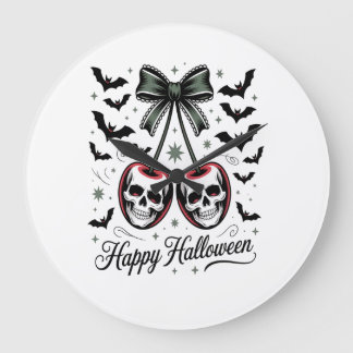 Gothic Skull Cherry Halloween Large Clock