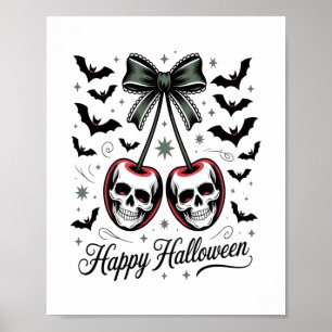 Gothic Skull Cherry Halloween Poster
