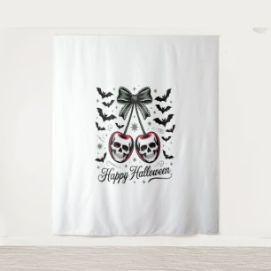 Gothic Skull Cherry Halloween Tapestry