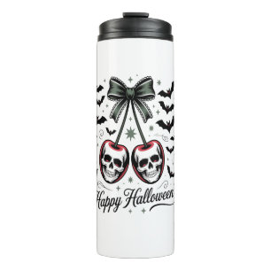 Gothic Skull Cherry Halloween Thermal Tumbler